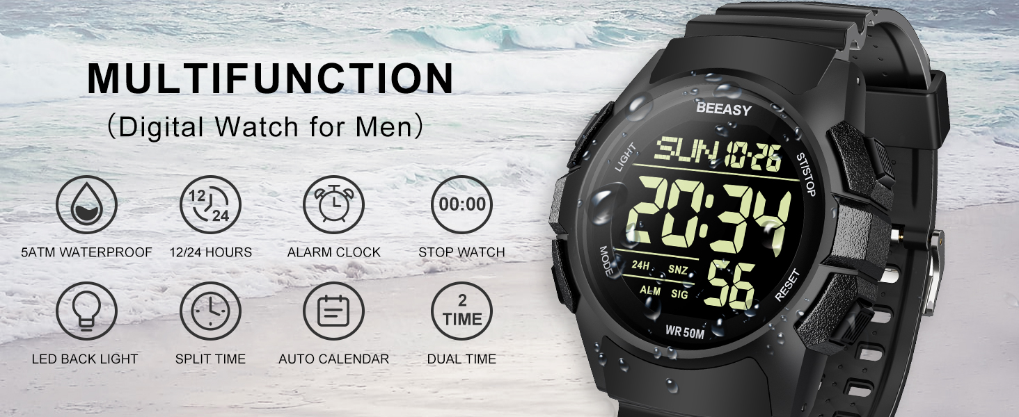 Digital watch for men